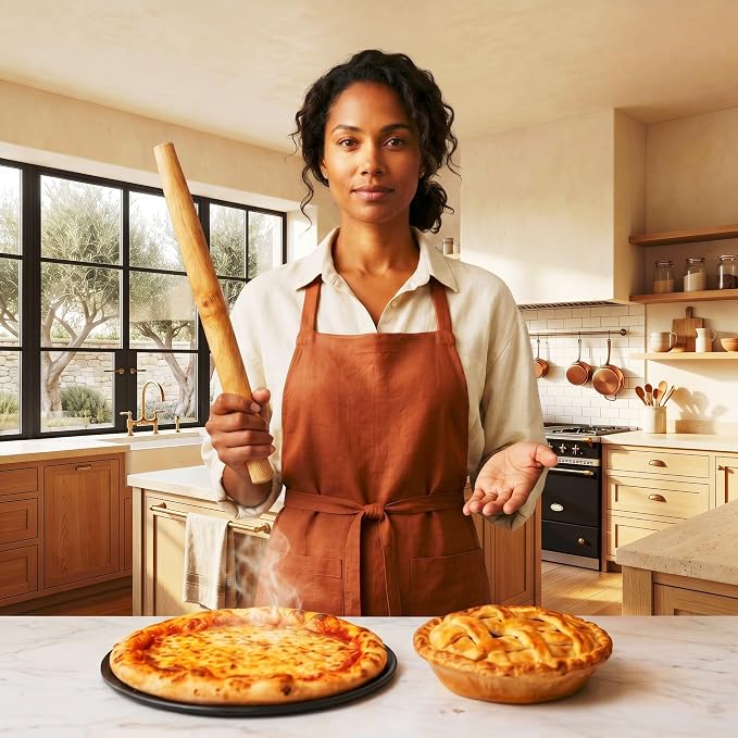 French Rolling Pin – 18 Inch Wooden Dough Roller for Baking Pizza, Pie Crust, Cookies & Pasta | Essential Kitchen Tool & Gift for Bakers, Chefs & Home Cooks