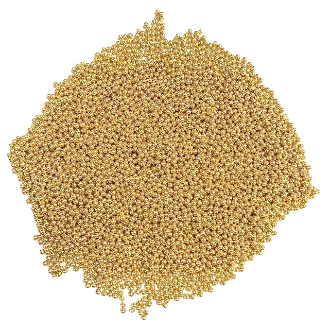 PhilaeEC Gold Nonpareils Sprinkle 2mm Mini Peals Sprinkle Edible for Cake Decoration Cupcake Topper Cookie Baking Decorations Halloween Christmas Valentine Supplies