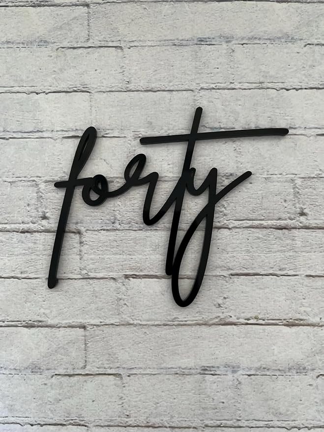 Forty Cake Topper,Black Acrylic 40th Birthday Cake Decorating Supplies for Women,Hello 40 Cake Decor for 40th Birthday/Anniversary Party Photo Booth Props