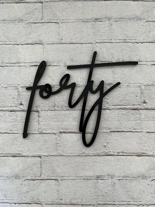 Forty Cake Topper,Black Acrylic 40th Birthday Cake Decorating Supplies for Women,Hello 40 Cake Decor for 40th Birthday/Anniversary Party Photo Booth Props