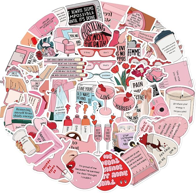 Self Love Stickers for Teens Adults Women, Icicrim 50PCS Love Yourself Stickers for Water Bottles Laptop Luggage Phone Vinyl Waterproof Cute Stickers for Girls