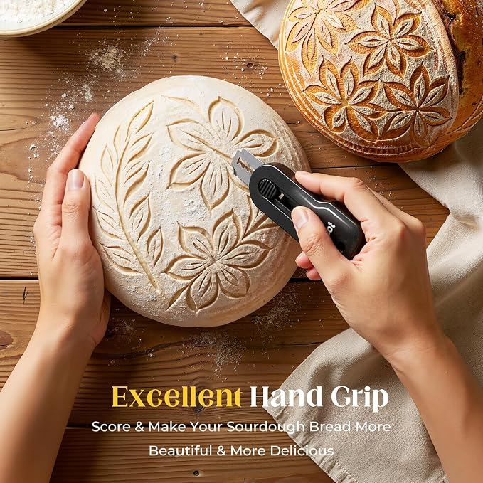 2 pcs Bread Lame, Extractable & Magnetic Sourdough Scoring Tool | Bread Knife for Homemade Bread, Sourdough Scorer Tool, Includes 10 Replace Blade, Dough Scoring Tool