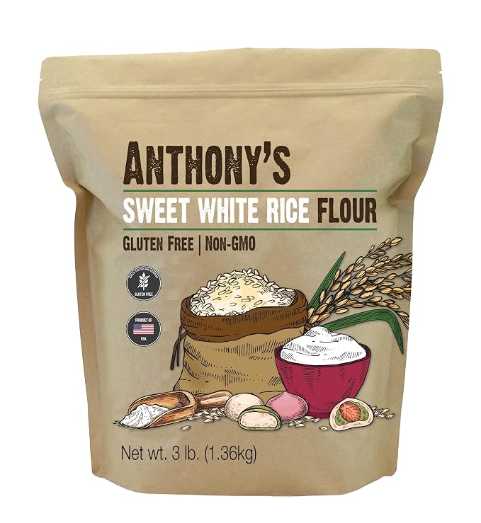 Anthony's Sweet White Rice Flour, 3 lb, Glutinous Rice Flour, Gluten Free, Non GMO, Product of the USA