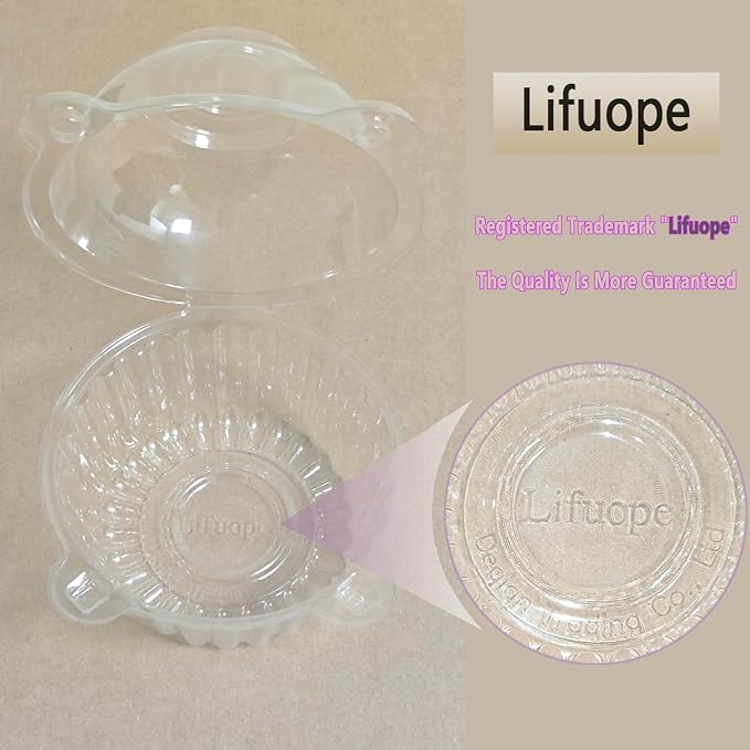clear Plastic muffin container, dessert cups.(plus thick type)100pc | Thickened Plastic Muffin Containers,Independent Cupcake Containers,Can Also Hold Sandwich, Burgers,(4.3×3.5 in,100 pc(plus))