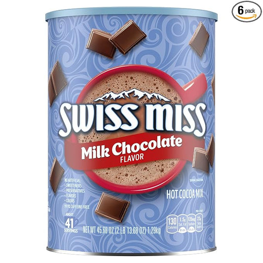 Swiss Miss Milk Chocolate Flavor Hot Cocoa Mix Canister, 45.68 oz. (Pack of 6)