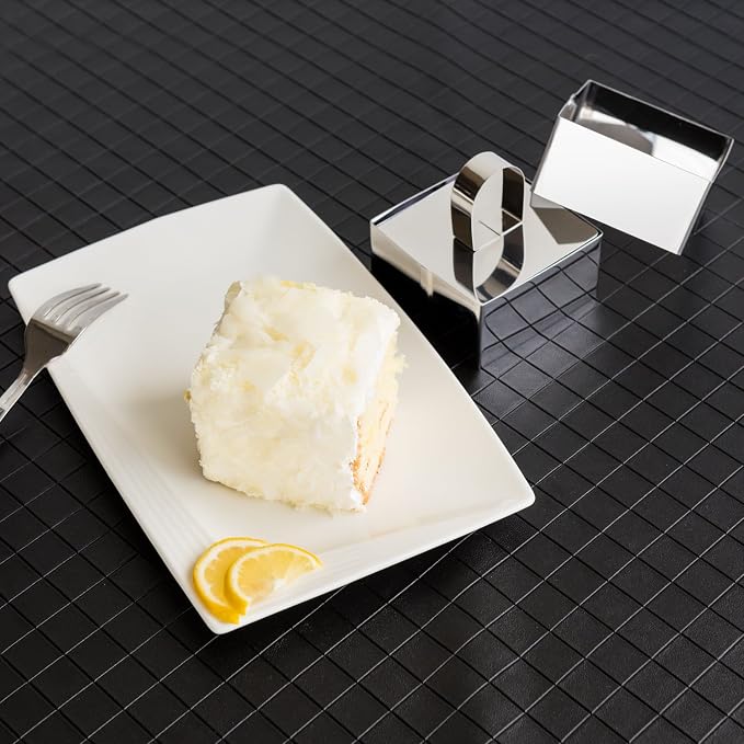 Uncle Jack Square Food Forms Presentation Cooking Molds with Press, Biscuit Dough Cutters, Stainless Steel(set of 2)