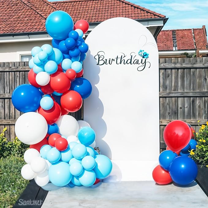 Red and Blue Balloon Arch Kit, Red White Blue Balloon Garland Kit, Sand Gold Balloons Navy White Balloons For Independence Day Baseball Theme Baby Shower Birthday Party Decorations