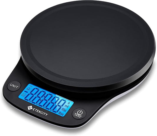 Etekcity 0.1g Food Kitchen Scale, Digital Ounces and Grams for Cooking, Baking, Meal Prep, Dieting, and Weight Loss, 11 Pounds, Black