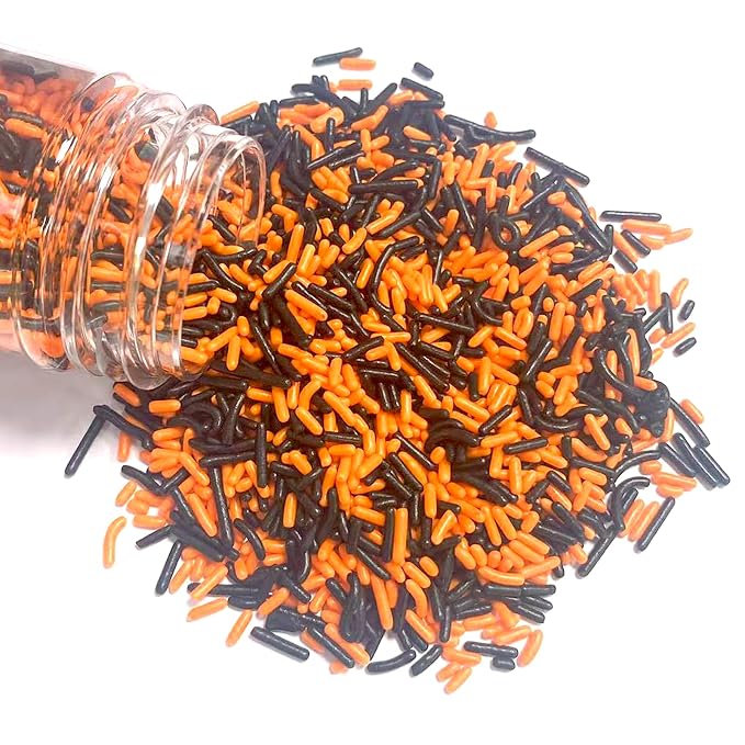 PhilaeEC Orange Black Jimmies Sprinkle Edible Soft Jimmies Sprinkle for Cake Decoration Cupcake Topper Cookie Baking Decorations Halloween Christmas Valentine Supplies 2.75oz/78g