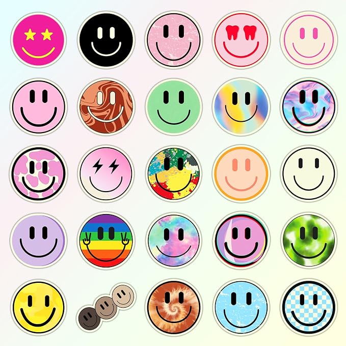 50PCS Smile Glow in The Dark Stickers | Cute Water Bottle Stickers for Kids, for Teaching Rewards, Notebooks, Stationery, Luggage, Cartoon PVC Happy Glow Stickers