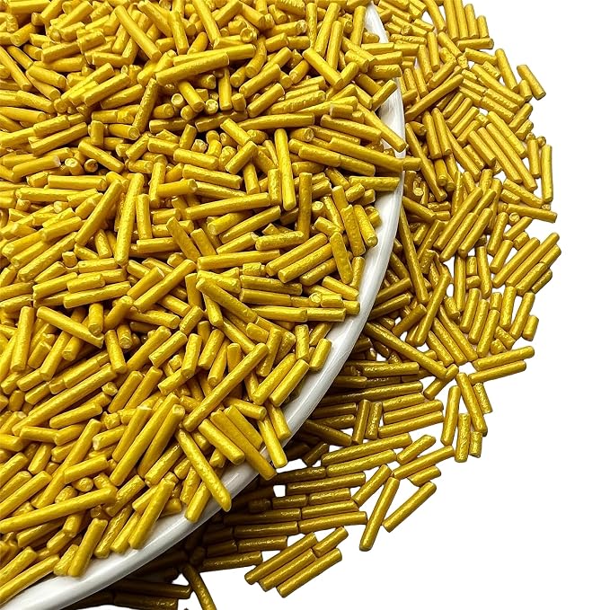 SE Si&Moos Gold Jimmies Sprinkles Gold Sprinkles for Cake Decorating Edible Crunchy Jimmies for Topping Ice Cream, Cookies, Cakes, Cupcakes, Dessert Decorating 3 OZ