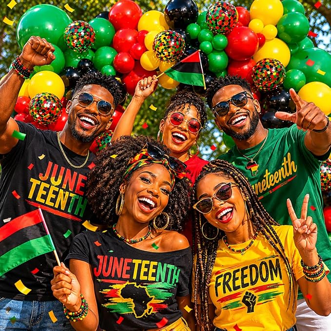 Juneteenth Balloon Garland Arch Kit 203Pcs, Red Yellow Green Black Balloons Arch Kit for Juneteenth Day Decorations Celebration of Freedom Black History Month Africa American Party Decoration
