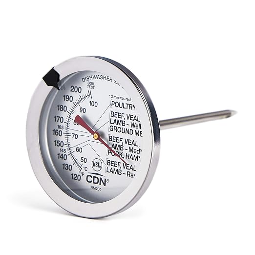 CDN Ovenproof Meat Thermometer NSF Certified Pro Accurate, Temperature Guide on 2" Dial - Easy-to-Read - Poultry, Roasting, Waterproof - IRM200