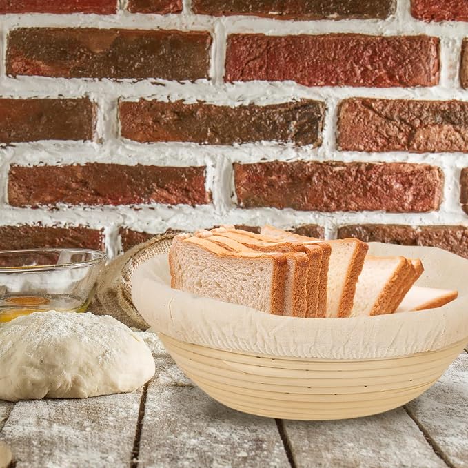 4 Pcs Bread Proofing Basket Cloth Liner Baking Dough Basket Cover Natural Rattan Banneton Proofing Cloth for Bakery Home Baking, about 10 inch