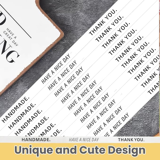 50pcs 12in Handmade Self-Adhesive Stickers - Long Label Sealing Stickers for Food Retail, Tamper Evident, Cake Baking & Gift Decorating