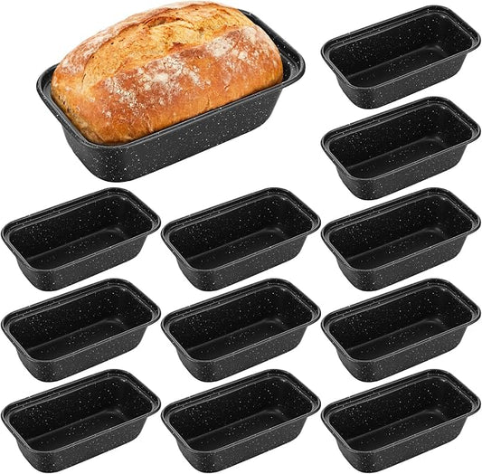 Uiifan 12 Pcs Mini Loaf Pan for Baking Bread Non Stick Small Banana Bread Tins Mini Loaf Pans for Nonstick Tiny Meatloaf Pan Carbon Steel for Oven and Baking (6 * 3.3 * 2inch,Gray with Dots)