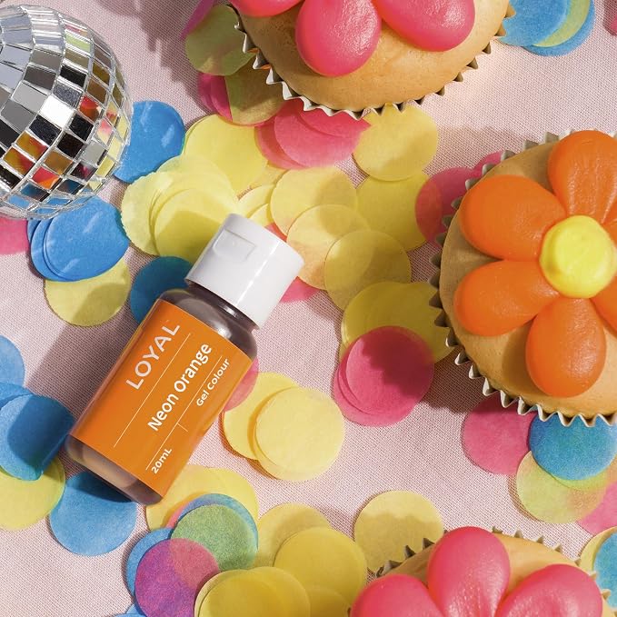 Loyal Gel Food Coloring | Vibrant Color for Buttercream, Fondant, Royal Icing, Gum Paste, Marzipan and Cake Batter | Gel-Based Concentrated Food Dye - 20ml Neon Orange