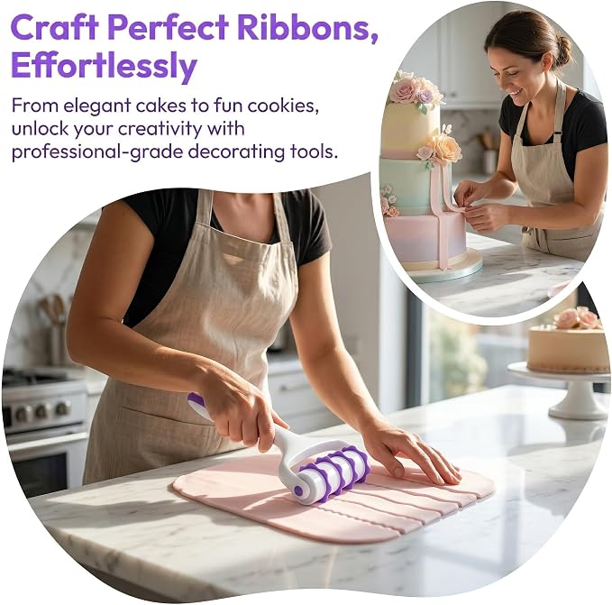 25pcs Fondant Ribbon Cutter, Food grade plastic Cookie Stamp Mould Cake Cupcake Fondant Decorating Tool