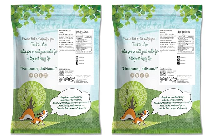 Food to Live Organic Millet Flour, 16 Pounds Non-GMO, Kosher, Vegan, Stone Ground, Unbleached, Unbromated, Bulk, Product of the USA