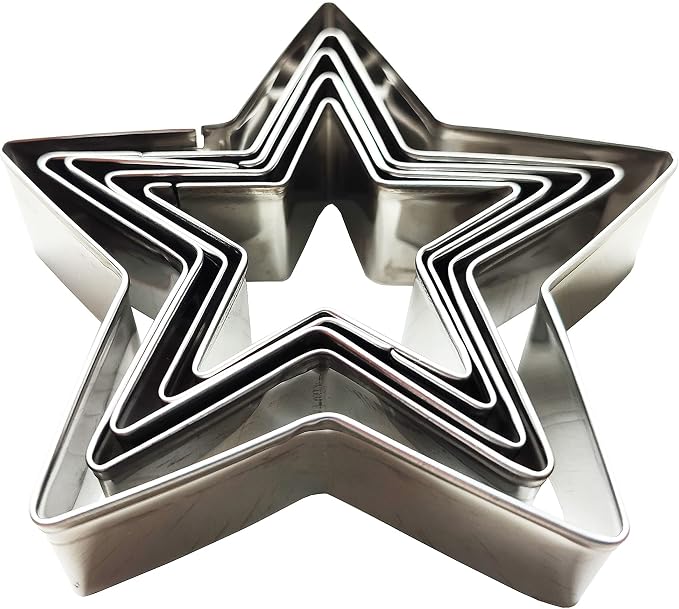 5 PCS Set Stainless Steel Fondant Cake Mold Cookie Cutters (Star)