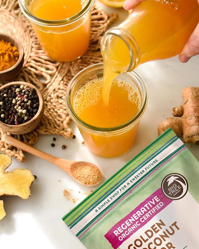 Big Tree Farms Organic Golden Coconut Sugar - Coconut Palm Sugar, Unrefined, Fine Crystals, Cane Sugar Replacement, Coconut Blossom Nectar, Vegan, Perfect for Baking - 16 Oz (Pack of 3)