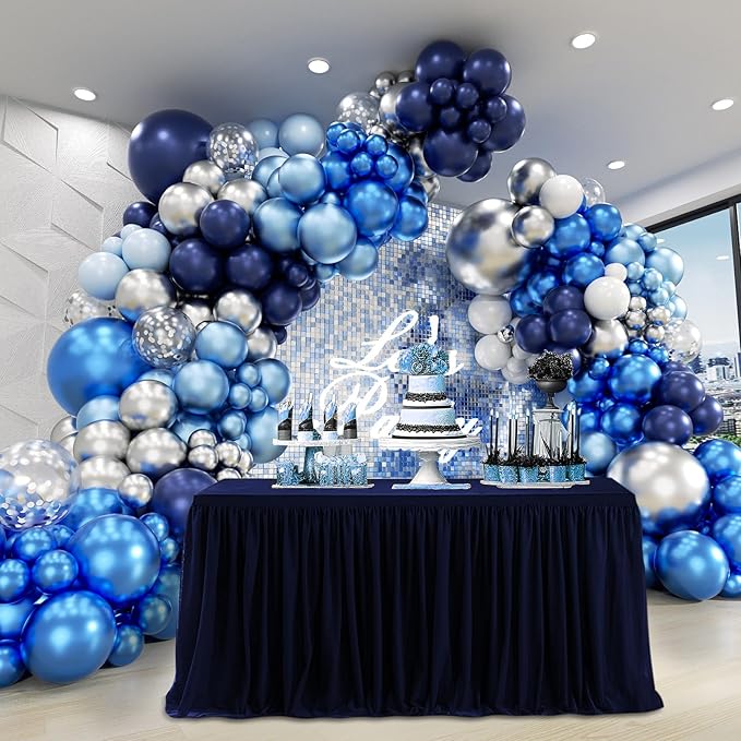 134pcs Blue Balloon Arch Kit, Blue Balloon Garland with Blue and Silver Balloons for Wedding Baby Shower Graduation Birthday Party Decorations
