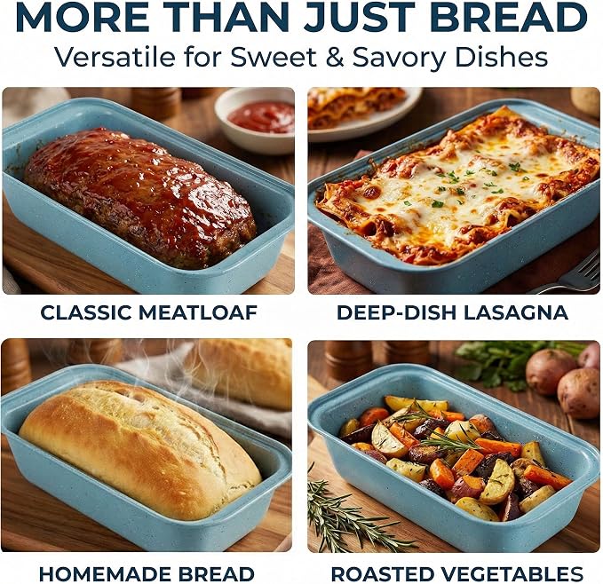 3-Piece 9x4 Inch Nonstick Loaf Pan Set, Carbon Steel Bread Baking Pans for Sourdough & Banana Bread, 450°F Oven Safe, Easy Release & Quick Cleanup
