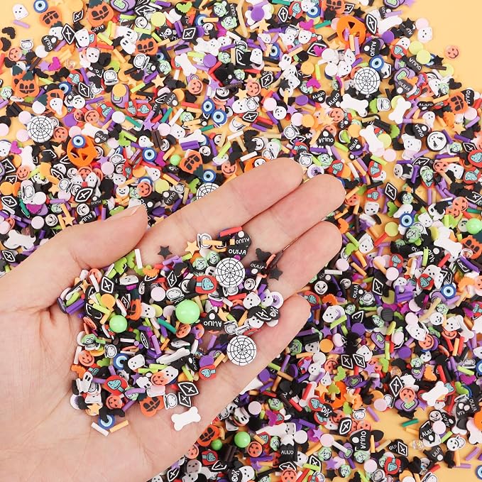 DIYASY 180g Fake Halloween Sprinkles, 6.35oz Non-Edible Polymer Clay Slices | Halloween Mini Faux Sprinkle for Crafts Art DIY Cake Decoration Plastic Slime Card Filler Nail Supply 12 Styles