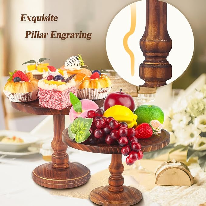 Wisreach Rustic Wooden Cake Stand Set of 3 — Farmhouse Tiered Cupcake Display, Dessert Pedestals & Serving Trays for Weddings, Birthdays, and Parties