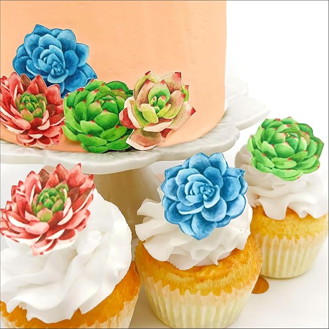 Sugar Robot Inc. Edible Wafer Succulents - Cake and Cupcake Toppers, Decoration Premium Crafted in the USA