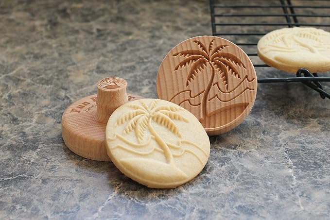 Wood Cookie Stamp, 2.5 Inch (Tropical Island CS-046)