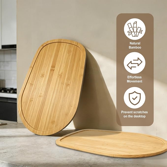 Mixer Slider Mat for KitchenAid 4.5-5 Qt Tilt Head Stand Mixers, Bamboo Moving Tray for Kitchenaid Artisan, Storage Organizer for Kitchen Countertop Accessories and Attachments (Bamboo, 4.5-5 Qt)