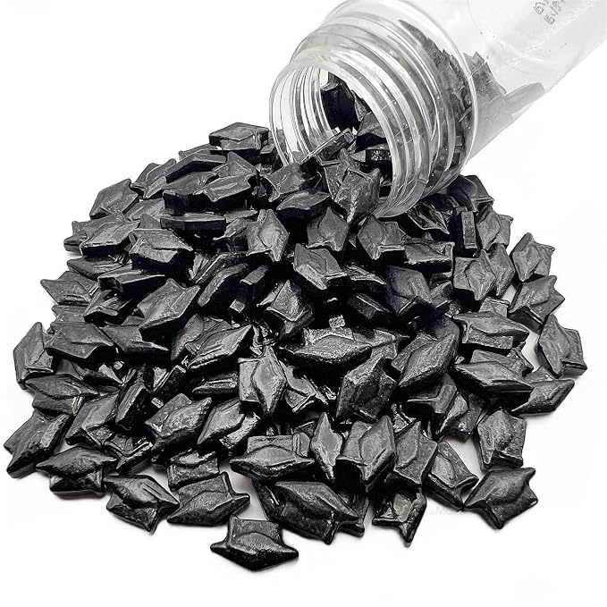 SE Si&Moos School Graduation Sprinkles Edible Graduation Caps, Black Sprinkles for Topping Cupcakes, Cookies, Cakes, Cake Pops, Party Tables 2.82 OZ