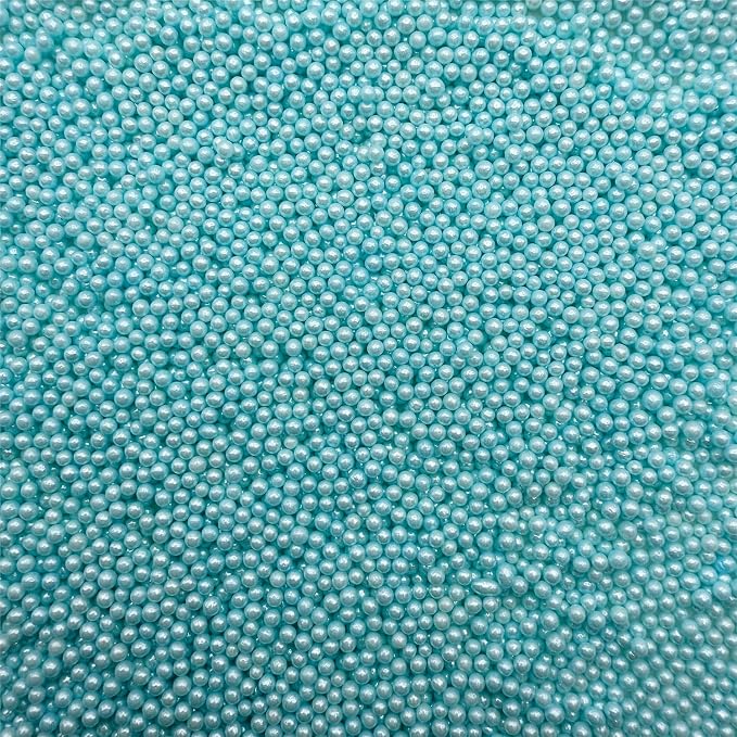 CandiJumpin 2mm Edible Light Blue Pearls, Baby Blue Nonpareils Sprinkles Small Pearl Sprinkles for Cake Decorating Mini Sugar Pearls for Baking Baby Shower Party Wedding Christmas Supplies 3 OZ