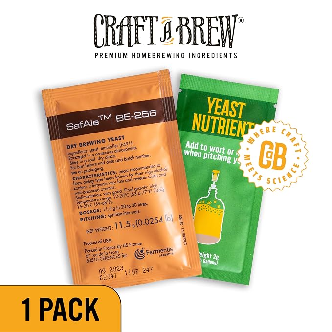Craft A Brew - Safale BE-256 Yeast - Belgian Ale Dry Yeast - For Belgian & Strong Ales - Ingredients for Home Brewing - Beer Making Supplies - [1 Pack]