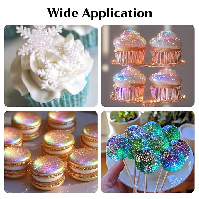 Iridescent Edible Glitter Spray – Herbeklab 10g Food Grade Rainbow Edible Shimmer Spray for Cakes, Cookies, Chocolate, Strawberries, Drinks and Cocktails– Upgraded Bottle Design