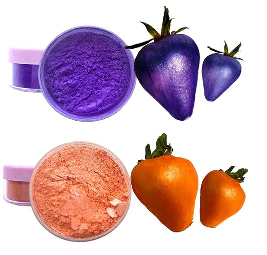 PURPLE and ORANGE Edible glitter shimmer Luster dust, dusting powder for cake paint decoration, Metallic Food paint 5 grams each jar Food grade 100% edible Kosher and Halal Certified. Halloween set