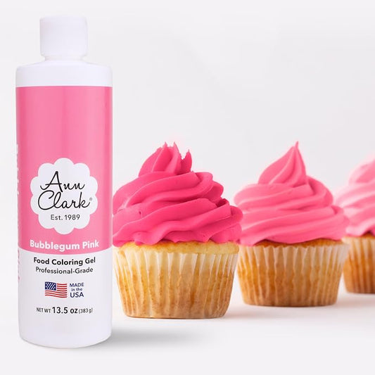 Ann Clark Bubblegum Pink Food Coloring Gel Extra Large 13.5 oz Bottle Professional Grade Made in USA