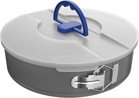 Springform Pan with Lid- 10” Nonstick Baking Cheesecake Pan with Travel Friendly Snap-on Lid-Anti Warping Carbon Steel Bakeware by Classic Cuisine