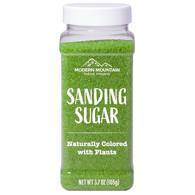 Green Sanding Sugar (3.7oz) Naturally Colored with Plants, No Artificial Dyes, Dye Free Christmas Sprinkles, Green Sugar Sprinkles, Perfect for Christmas Cookies, Non-GMO Sourced, Verified Gluten Free