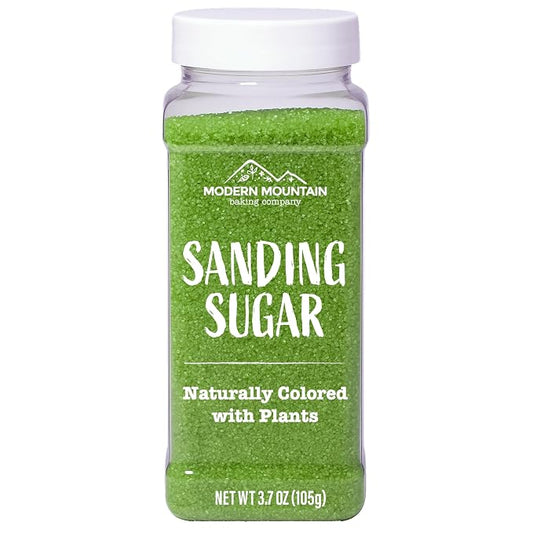 Green Sanding Sugar (3.7oz) Naturally Colored with Plants, No Artificial Dyes, Dye Free Christmas Sprinkles, Green Sugar Sprinkles, Perfect for Christmas Cookies, Non-GMO Sourced, Verified Gluten Free