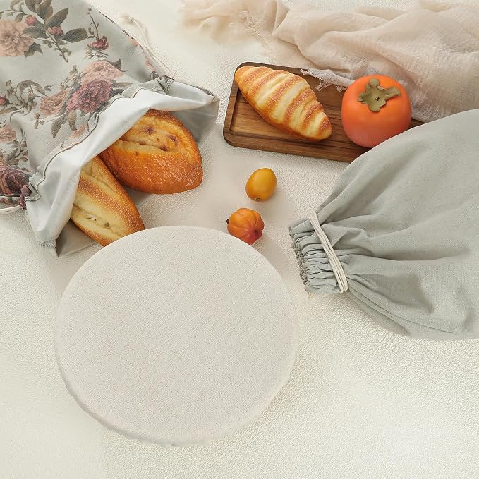3-Pack Reusable Linen Bread Bags - Extra Large Eco-Friendly Bread Storage & Proofing Covers, Ideal Christmas Gift for Bakers, Homemakers & Sustainable Kitchen