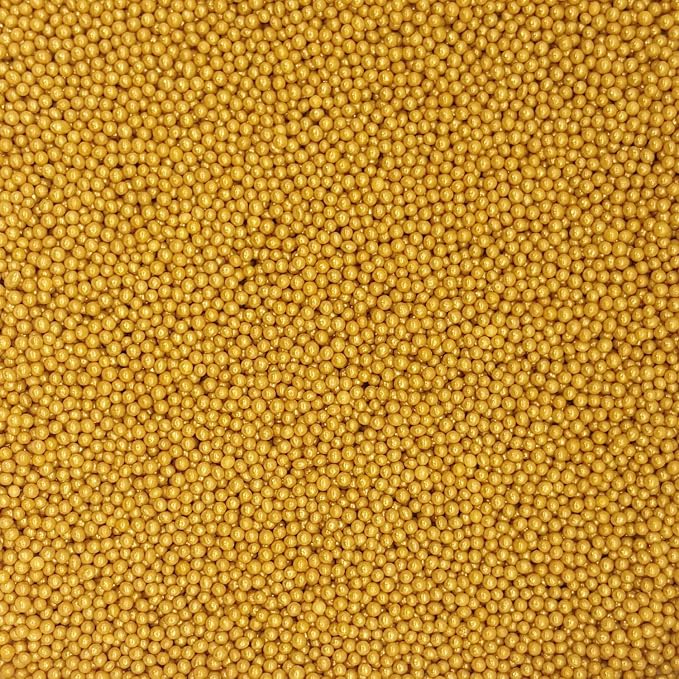 Dynastang 2mm Gold Pearls Sprinkles Edible Pearls Cake Decorating Stars Cake Decorations Cupcake Toppers Cookie Decorating Perfect for Cakes, Cupcakes, Desserts Toppings 3OZ