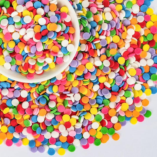 Edible Confetti Sprinkles,Colorful Round Cake Decoration for Desserts,Rainbow Circular Candy,Pastel Circle Sprinkles for Cake Baking,Perfect For Birthday Wedding Party Decorating Supplies