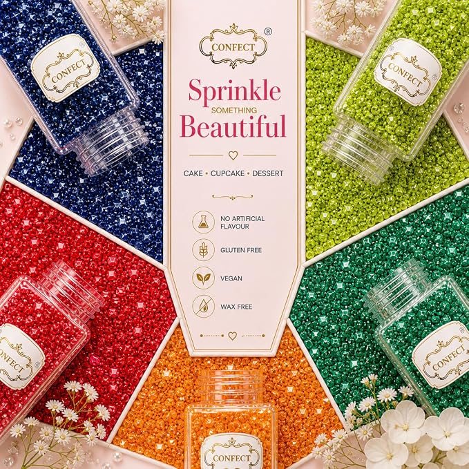 Confect-Twilight Rainforest Sparkling Sugar Sprinkle Mix – 5-Pack Assorted Edible Sugar Crystals in Midnight Blue, Deep Red, Bright Orange, Green & Parrot Green – Baking Decorations for Cakes, Cupcakes & Cookies –Vegan, Gluten-Free, Nut-Free, Soy-Free,...