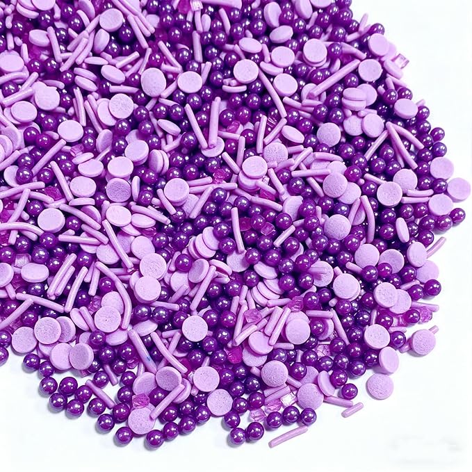 Sentovac Purple Sprinkles Edible Purple Round Confetti Jimmies Pearls for Cake Decorating Candy Cupcake Cookie Baking Ice Cream Dessert Vanlentine Halloween Christmas Holiday Decorations