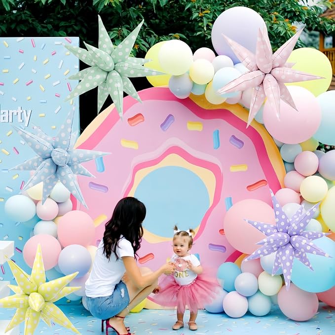 2Pcs Purple Macaron Polka Dot Explosion Pointed Star Foil Balloons/Candy Color Balloon for Christmas, Candyland Party, Baby Shower, Unicorn Birthday, Easter/Rainbow Candy Themed Party Decorations