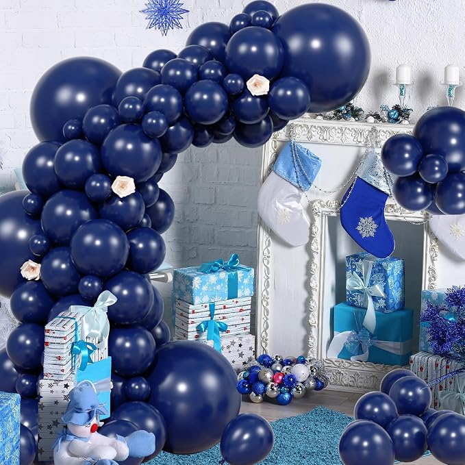 104pcs Navy Blue Balloons - 18/12/10/5 Inch Deep Blue Latex Balloons Garland Arch Different Sizes Pack for Graduation, Father’s Day, Independence Day, Baseball Party Decor