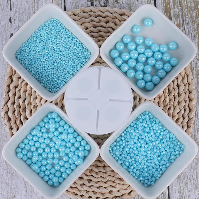 Sprinkles for Cake Decorating, 7.8oz Light Blue Pearl Sprinkles 4 Sizes Mix for Cake Cupcake Cookie Baking Donuts Ice Cream Toppings