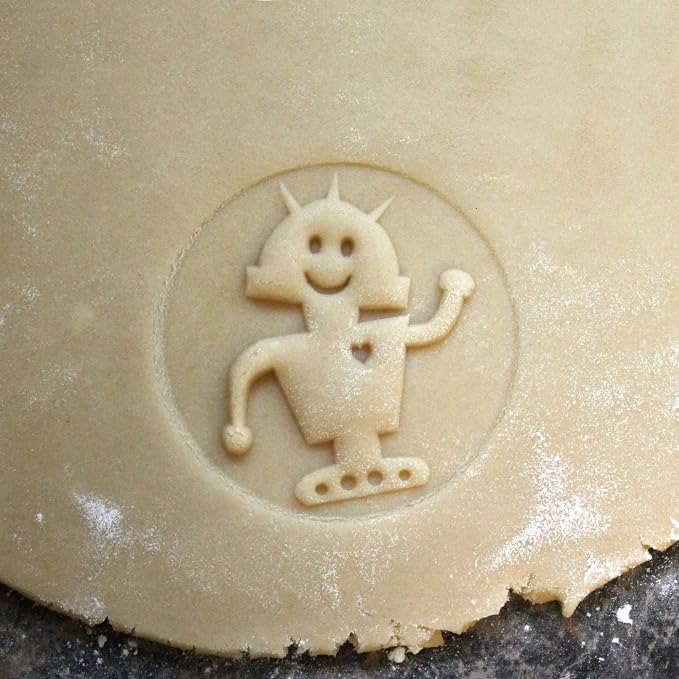 Wood Cookie Stamp, 2.5 Inch (Robot Love CS-030)